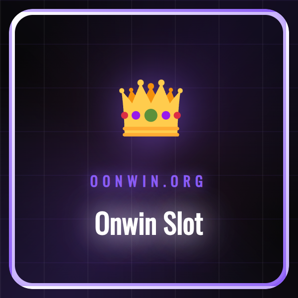 Renkli Onwin slot makinesi oyunlarının ekran görüntüsü ve logolar.